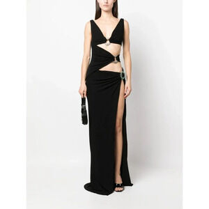 ROBERTO CAVALLI Cut Out Gown in Nero 191101 38 New Womens Long Maxi Dress